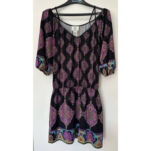 Ice Dress Black / Purple Geometric 3/4 Sleeve Size 4